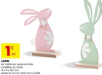 LAPIN en métal sur socle en bois modèles au choix 16 x 6 x 18,7 cm