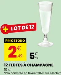 12 FLÛTES À CHAMPAGNE 15 cl