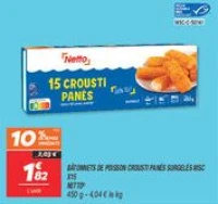 Bâtonnets de poisson crousti panés surgelés msc x15