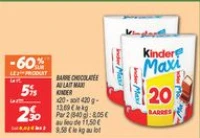 Barre chocolatée au lait maxi