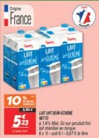 Lait uht demi-écrémé 