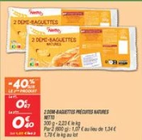 2 demi-baguettes précuites natures