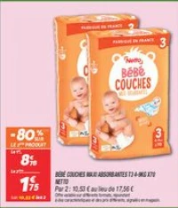 Bébé couches maxi absorbantes t3 4-9kg x70