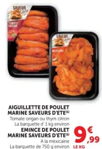 AIGUILLETTE DE POULET MARINE SAVEURS D'ETE OU EMINCE DE POULET MARINE SAVEURS D'ETE
