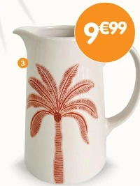 Vase pichet palmier - Ø.20,5xH.21 cm