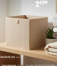 Cube de rangement jute - 31x31x31 cm