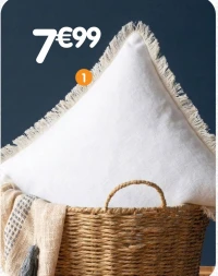 Coussin coton à franges