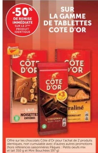 Tablettes de chocolat Côte d'Or (Sur la gamme de tablettes)