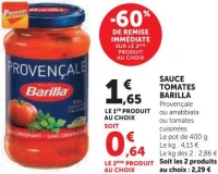 SAUCE TOMATES BARILLA Provençale, arrabbiata ou tomates cuisinées