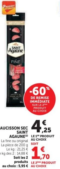 Saucisson sec Saint Agaûne La fine ou original