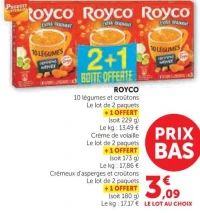 ROYCO 10 légumes et croûtons ou Crème de volaille ou Crémeux d'asperges et croûtons