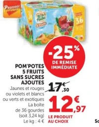POM'POTES 5 FRUITS SANS SUCRES AJOUTES (Différents parfums)