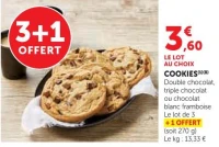 COOKIES Double chocolat, triple chocolat ou chocolat blanc framboise