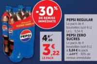 PEPSI REGULAR ou PEPSI ZERO SUCRES Le pack de 4 bouteilles (soit 6 L)