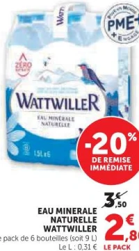 EAU MINERALE NATURELLE WATTWILLER Le pack de 6 bouteilles