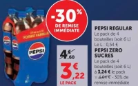 Pepsi Regular ou Pepsi Zero Sucres (Pack de 4)