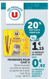 Friandises pour chat U (Riche en poulet ou riche en saumon)