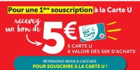 Bon de 5€ Carte U (1ère souscription)