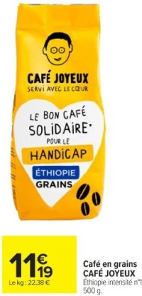 Café en grains CAFÉ JOYEUX Éthiopie intensité n°10, 500 g.