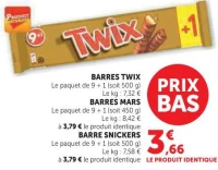 BARRES TWIX (ou Mars, Snickers)