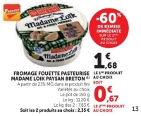 FROMAGE FOUETTE PASTEURISE MADAME LOIK PAYSAN BRETON