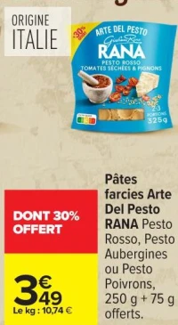 Pâtes farcies Arte Del Pesto RANA Pesto Rosso, Pesto Aubergines ou Pesto Poivrons