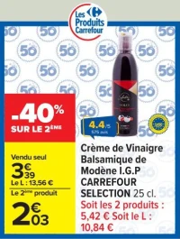 Crème de Vinaigre Balsamique de Modène I.G.P CARREFOUR SELECTION 25 cl.