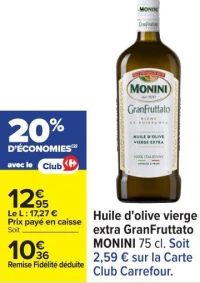 Huile d'olive vierge extra GranFruttato MONINI 75 cl.