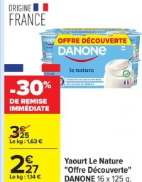 Yaourt Le Nature "Offre Découverte" DANONE 16 x 125 g.