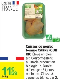 Cuisses de poulet fermier CARREFOUR BIO