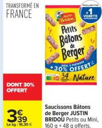 Saucissons Bâtons de Berger JUSTIN BRIDOU