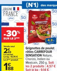 Grignottes de poulet rôties CARREFOUR SENSATION
