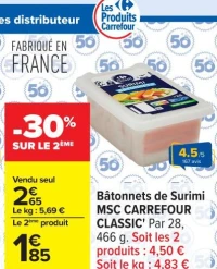 Bâtonnets de Surimi MSC CARREFOUR CLASSIC'