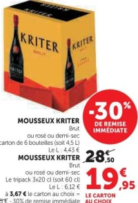 MOUSSEUX KRITER Brut ou rosé ou demi-sec Le carton de 6 bouteilles