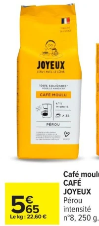 Caf  moulu CAF  JOYEUX P rou intensit  n 8