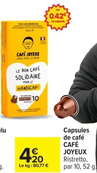 Capsules de caf  CAF  JOYEUX Ristretto