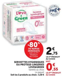 SERVIETTES HYGIENIQUES OU PROTEGE-LINGERIES LOVE&GREEN