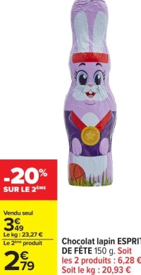Chocolat lapin ESPRIT DE FÊTE