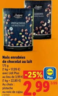 Noix enrobées de chocolat au lait