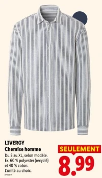 LIVERGY Chemise homme