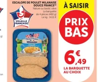 ESCALOPE DE POULET MILANAISE DOUCE FRANCE (Nature ou basilic olive)