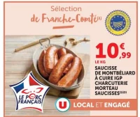 SAUCISSE DE MONTBÉLIARD À CUIRE IGP CHARCUTERIE MORTEAU SAUCISSES
