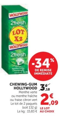 Chewing-Gum Hollywood Fraise citron vert