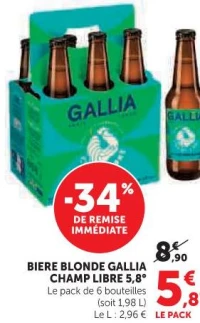 BIERE BLONDE GALLIA CHAMP LIBRE 5,8° (Pack de 6)