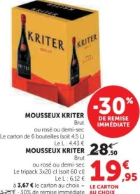 MOUSSEUX KRITER Brut ou rosé ou demi-sec (Carton de 6 bouteilles)