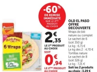OLD EL PASO OFFRE DECOUVERTE Wraps de blé ou Tortillas nature