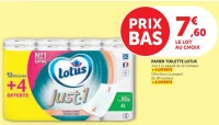 PAPIER TOILETTE LOTUS Just 1 ou Ultra doux