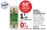 Herbes fraîches Les Crudettes (Aneth, basilic, ciboulette, coriandre, estragon, menthe, persil plat)