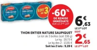 THON ENTIER NATURE SAUPIQUET Le lot de 3 boîtes