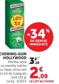 Chewing-gum Hollywood Menthe verte